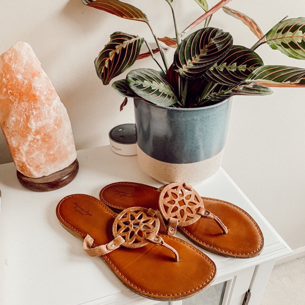 Brown leather sandals size 10